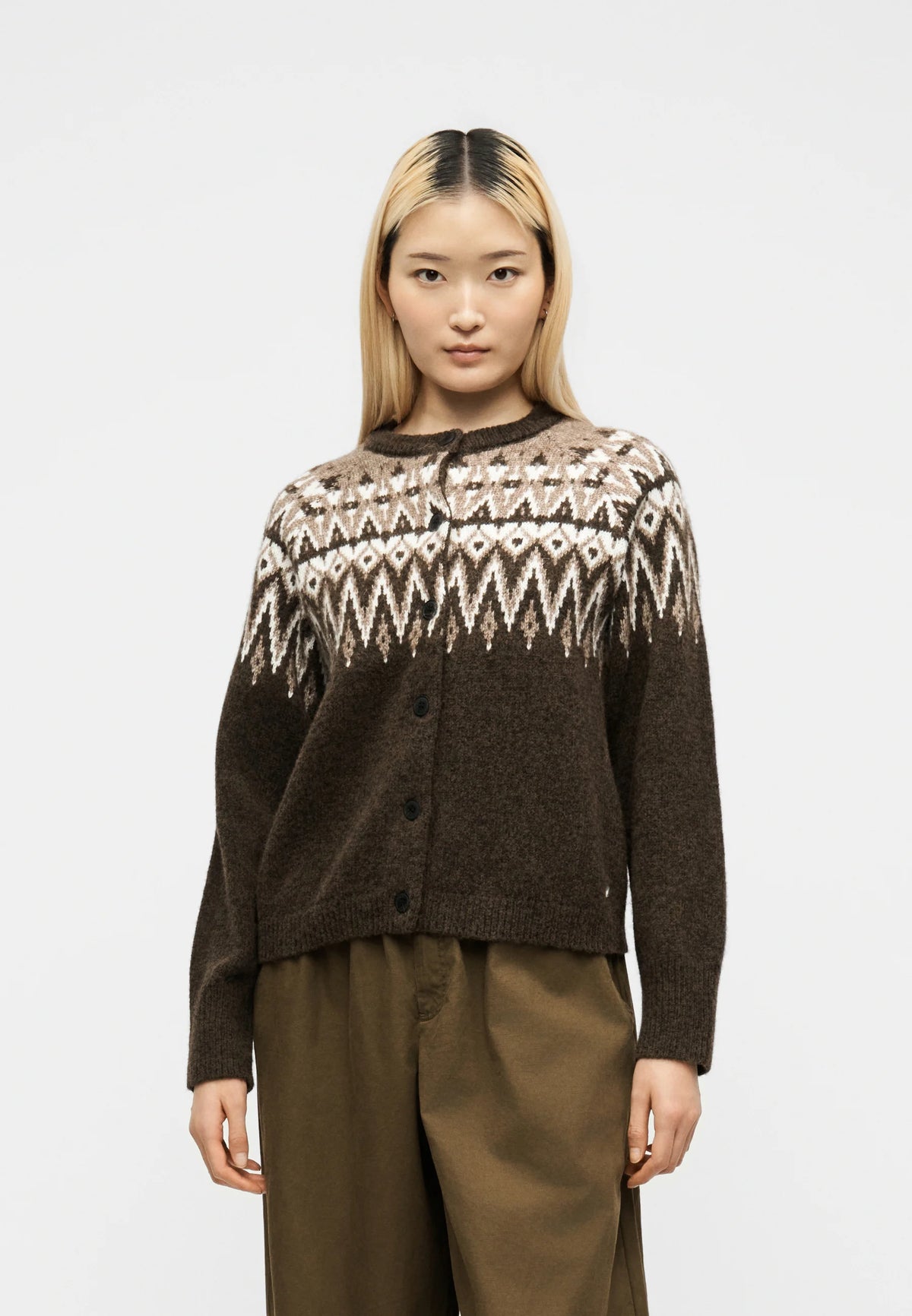 NORWEGIAN CARDIGAN - DARK BROWN