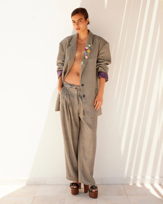 CRESCENDO OVERSIZE BLAZER - ECRU/BLACK