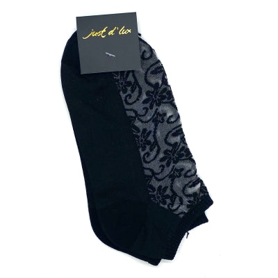 ANKELSTRØMPE MED BLONDER - 01 BLACK