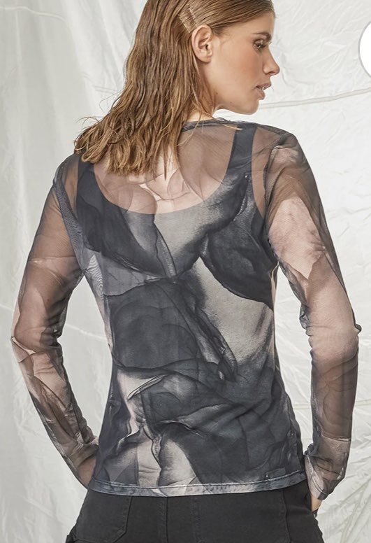 ERIKA MESH BLOUSE - BLACK SAND