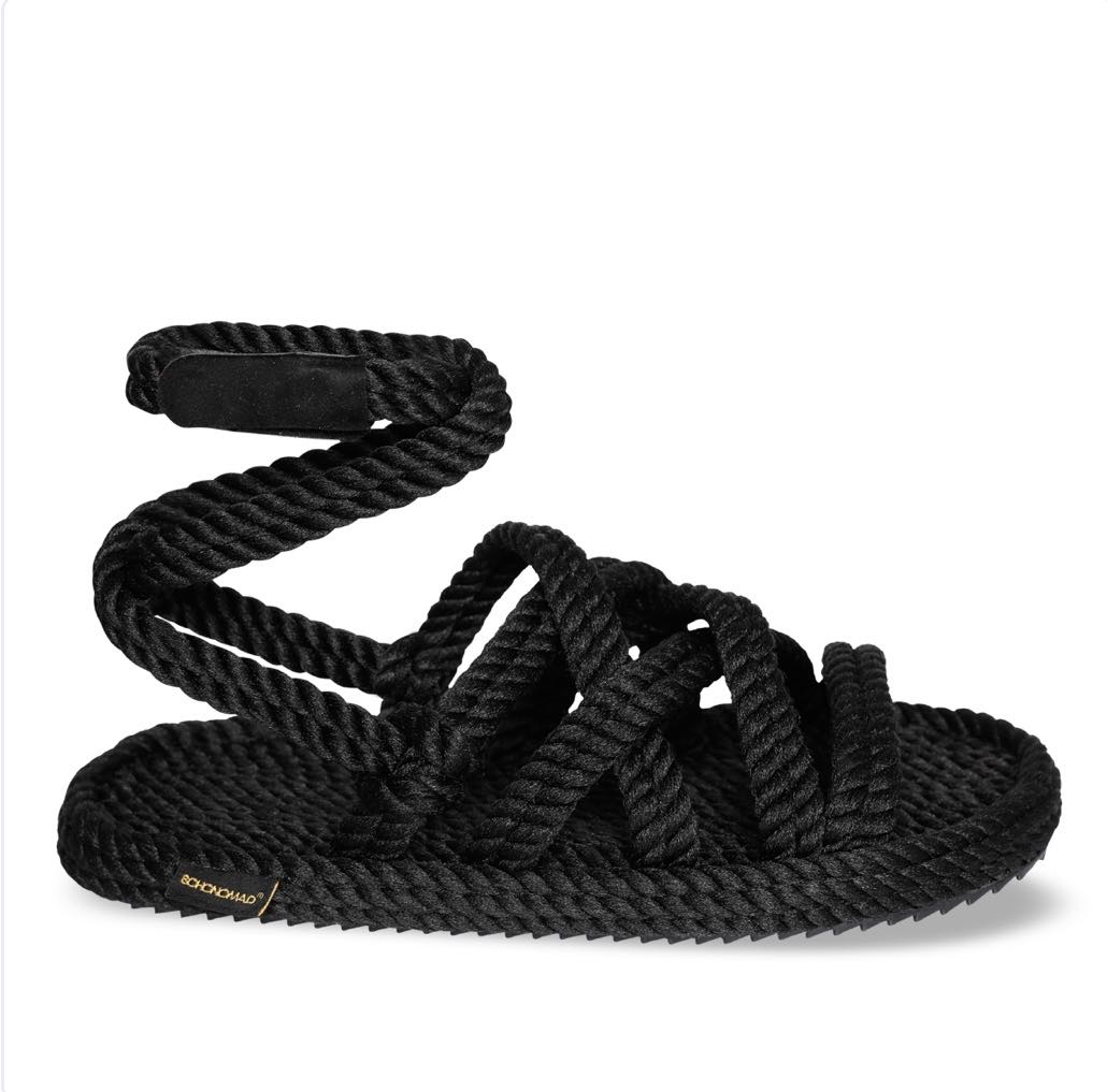 ROME WOMEN ROPE SANDAL - BLACK