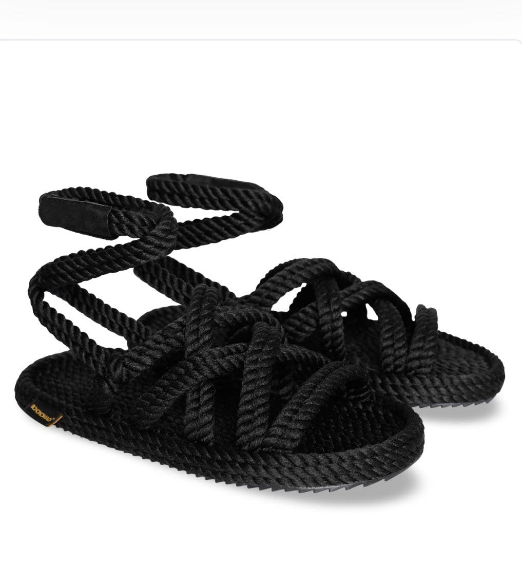 ROME WOMEN ROPE SANDAL - BLACK