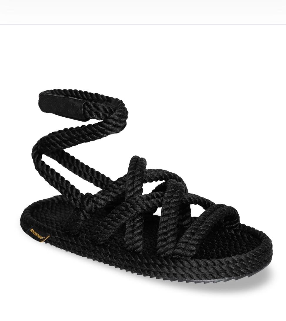 ROME WOMEN ROPE SANDAL - BLACK