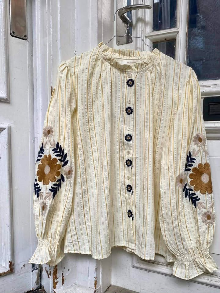 KATRINE BLUSE - BLOMST HVID/GUL