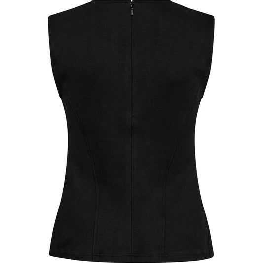 AT - LILLY LEATHER DRAPE TOP - BLACK
