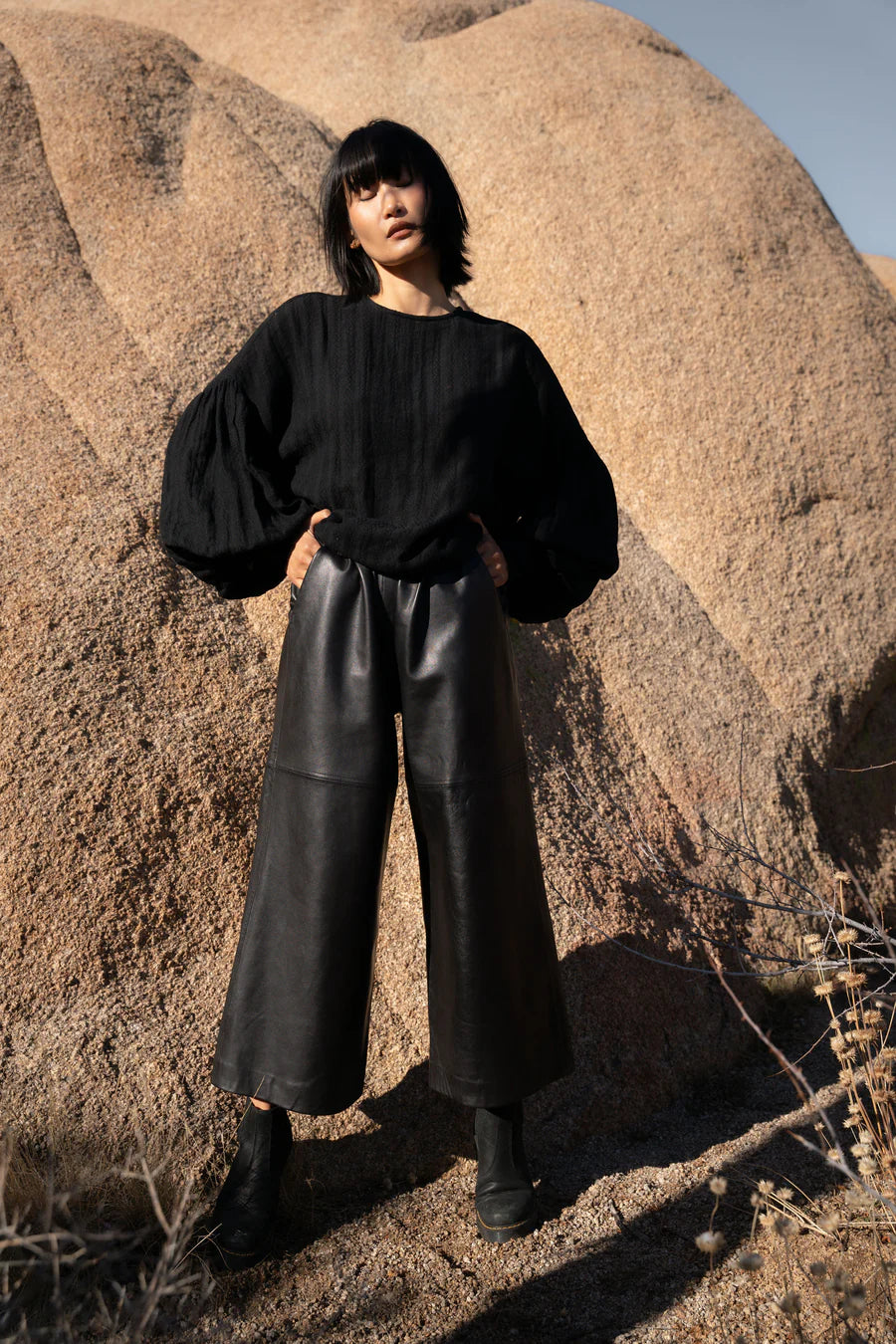 FRANKIE PANTS - LEATHER BLACK