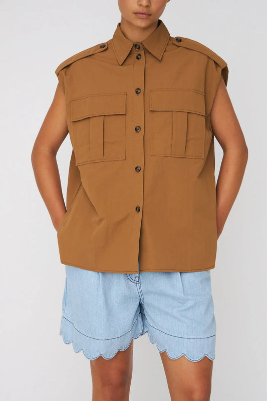 CARAVAN SKJORTE TOP - CAMEL BROWN