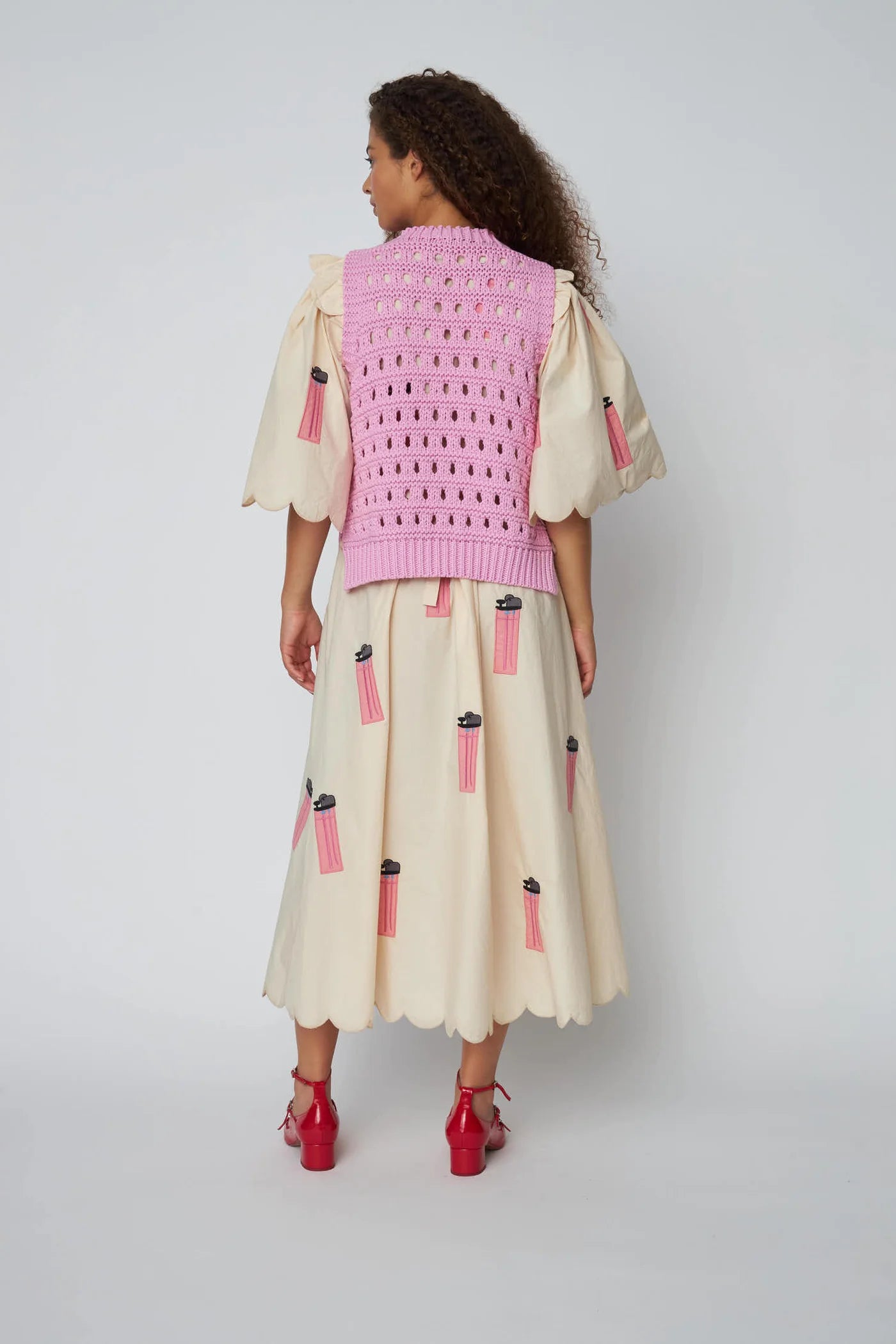 COTTON STITCH VEST -PINK