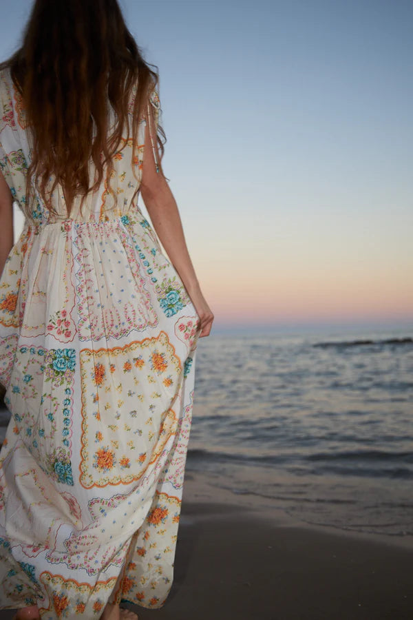 COTTON TISSUE PRINTED MAXI DRESS