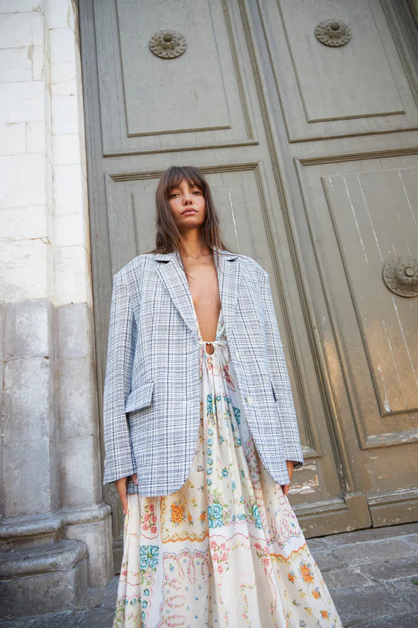 COTTON TISSUE PRINTED MAXI DRESS