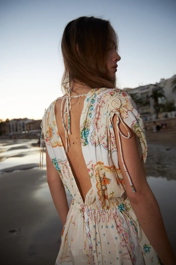 COTTON TISSUE PRINTED MAXI DRESS