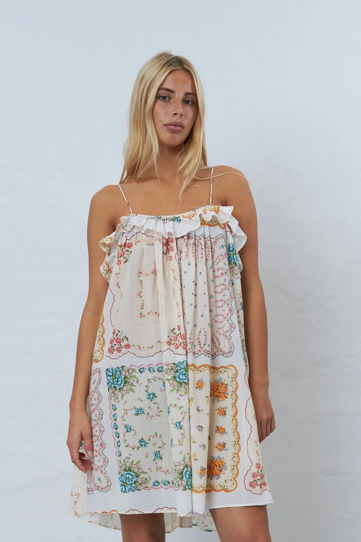 COTTON TISSUE PRINTED MINI DRESS