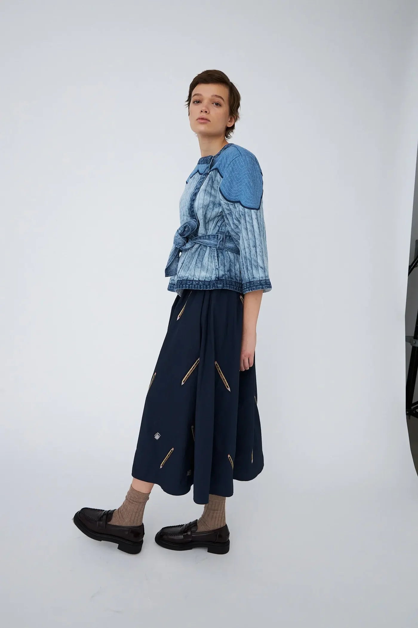 DENIM QUILTED JAKKE - DENIM BLUE