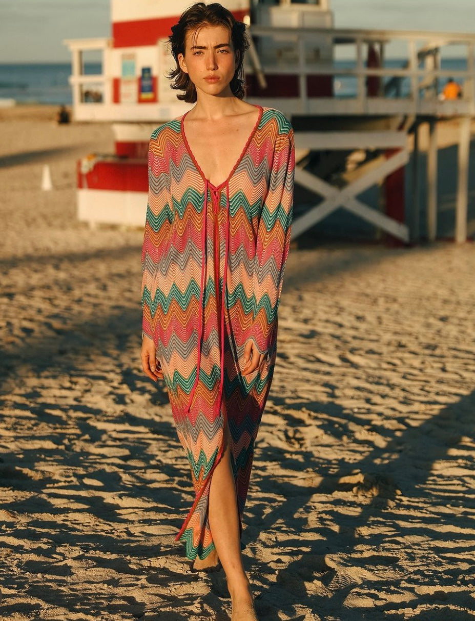 ARYA CHEVRON MAXI DRESS - MULTI COLOUR