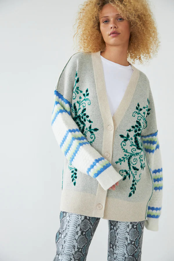 JAQUARD AND KNITTED CARDIGAN - LOVELY MIX