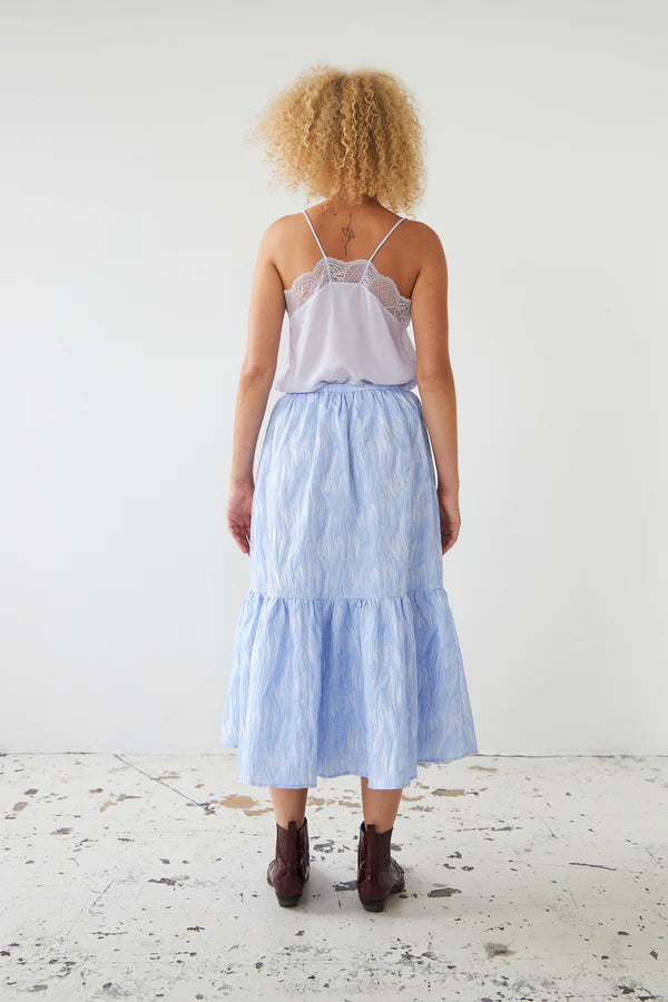 JACQUARD WAVE MIDI SKIRT - LIGHT PURPLE