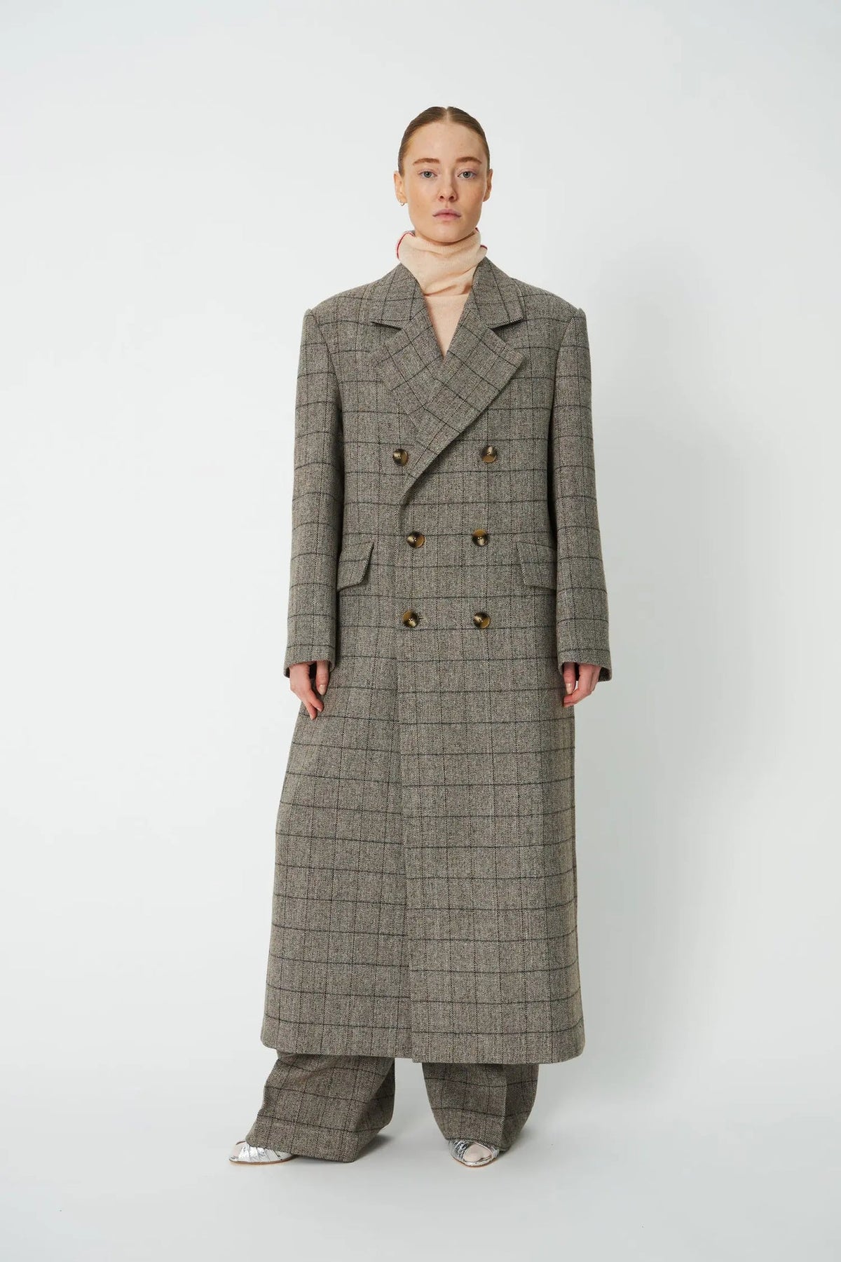 MASCULINE OVERSIZED COAT - VARM GRÅ MELANGE