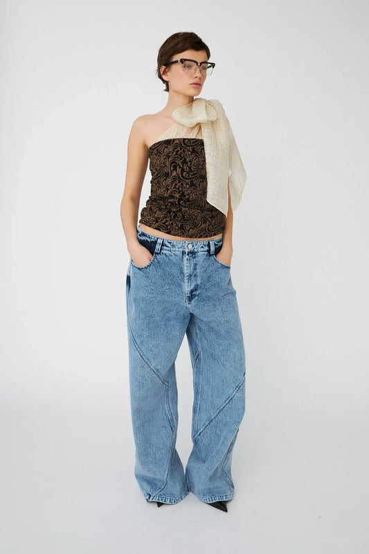 ONE SHOULDERS JERSEY TOP WITH BOW