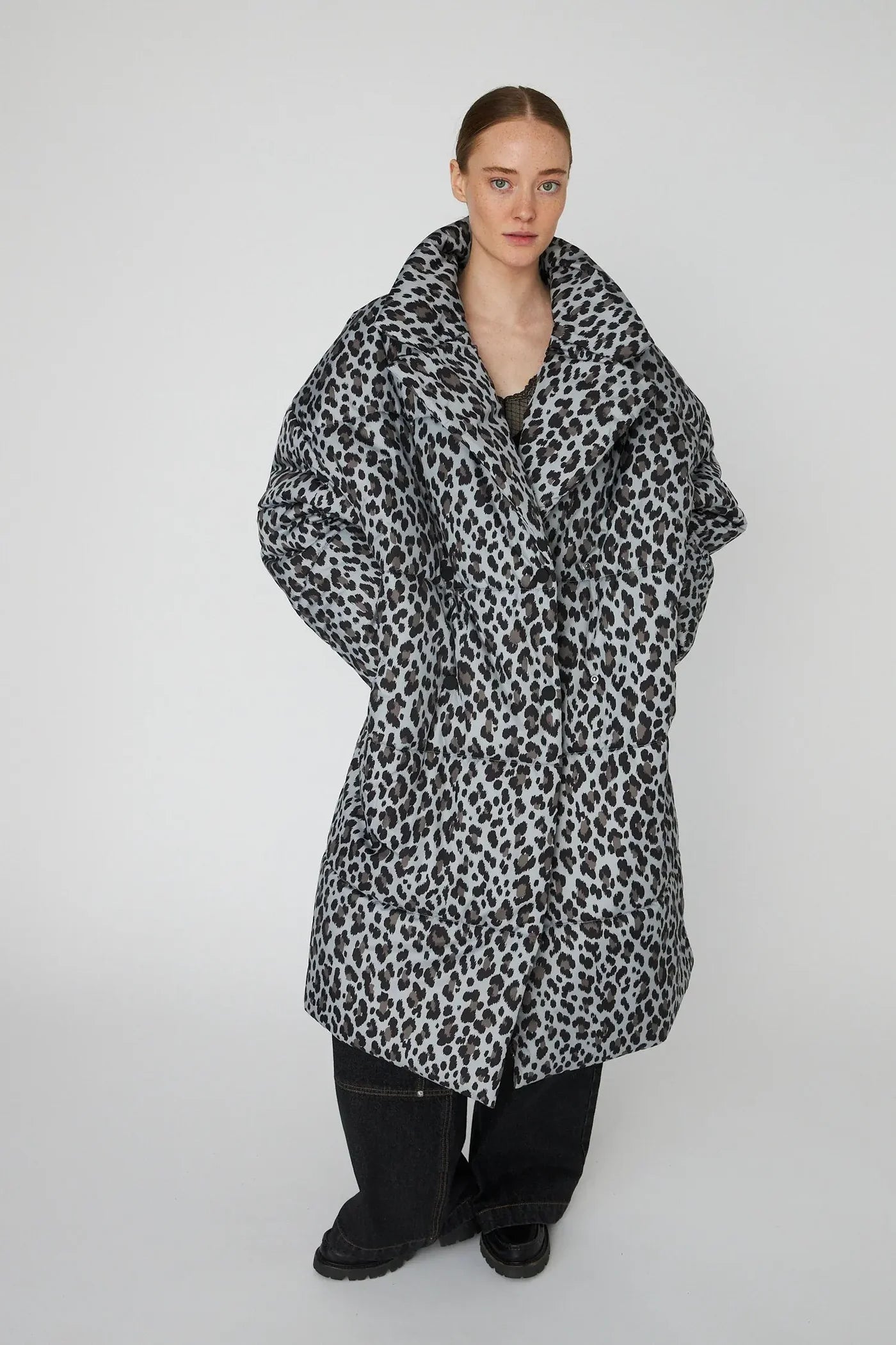 OVERSIZED PADDED COAT - LEOPARD