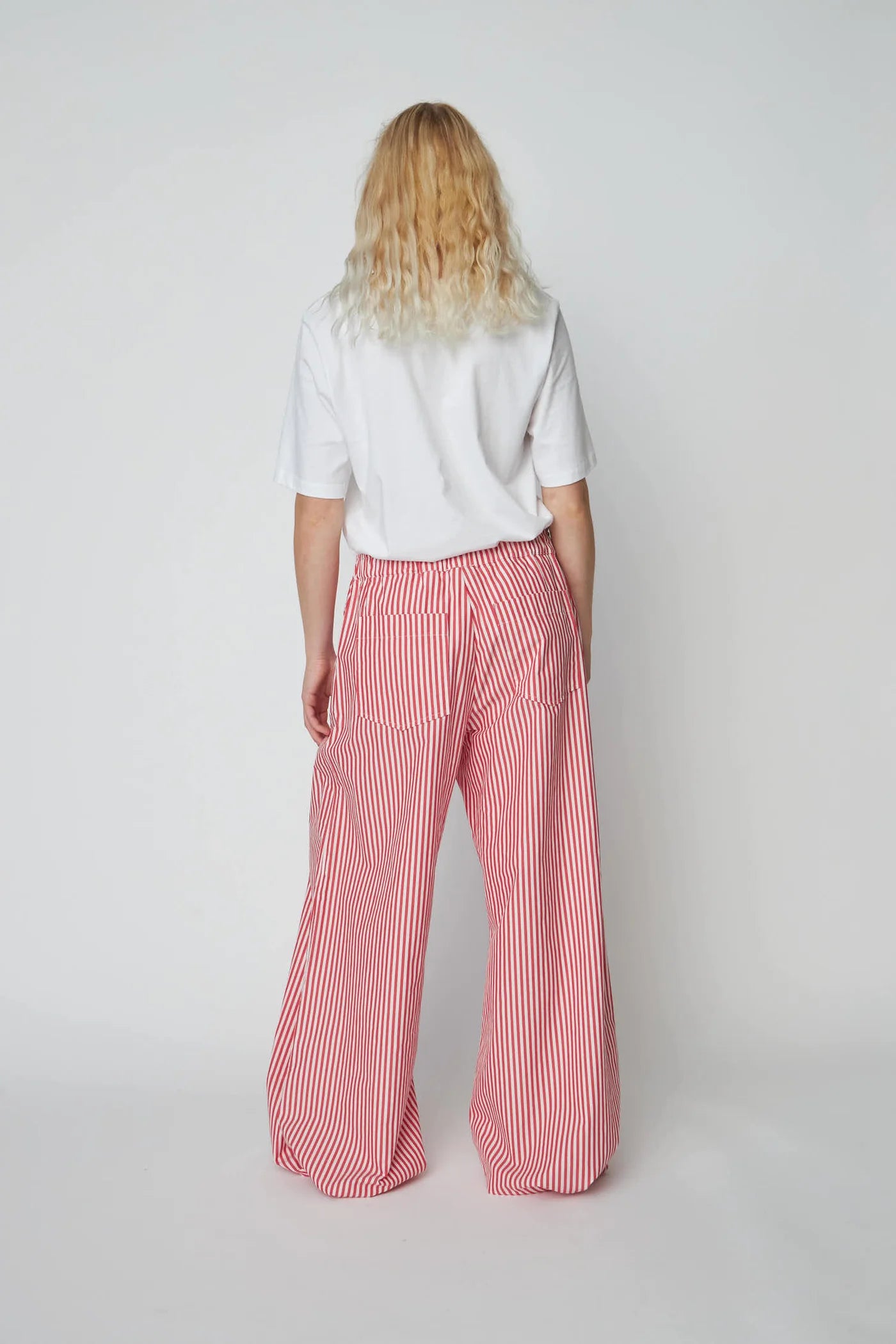 OVERSIZED STRIPED COTTON PANTS - RED STRIPES