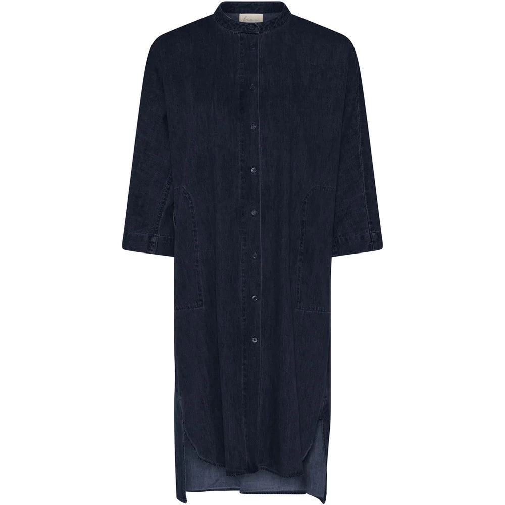 SEOUL LANG DENIM SKJORTE - DARK
