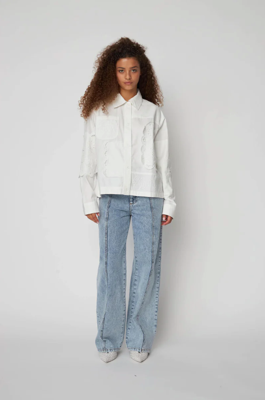 ELEMENTS EMBROIDERED COTTON SHIRT - WHITE