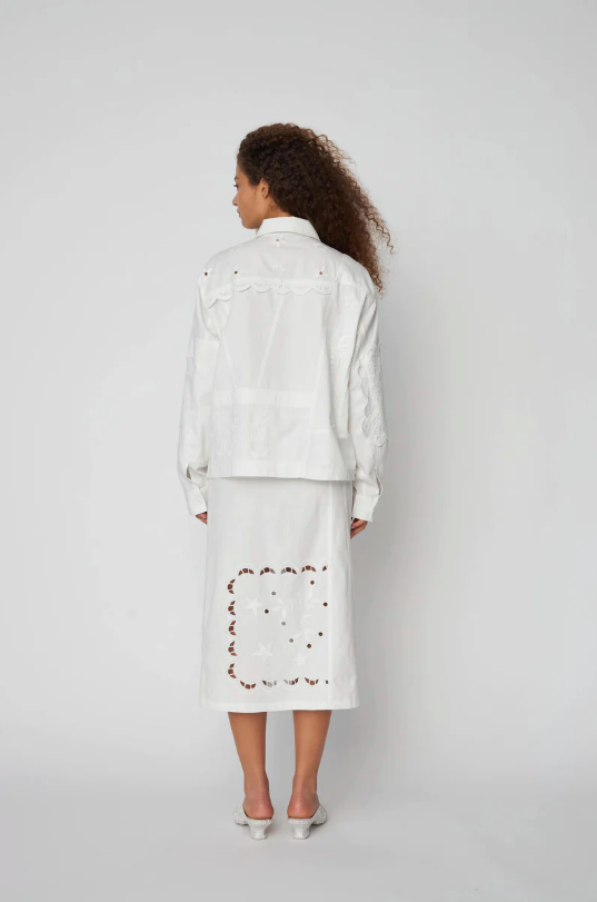 ELEMENTS EMBROIDERED COTTON SHIRT - WHITE