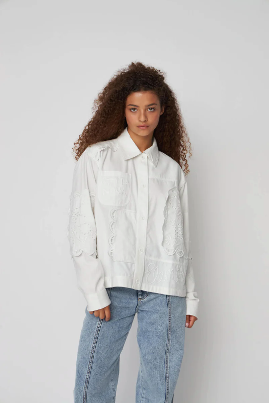 ELEMENTS EMBROIDERED COTTON SHIRT - WHITE