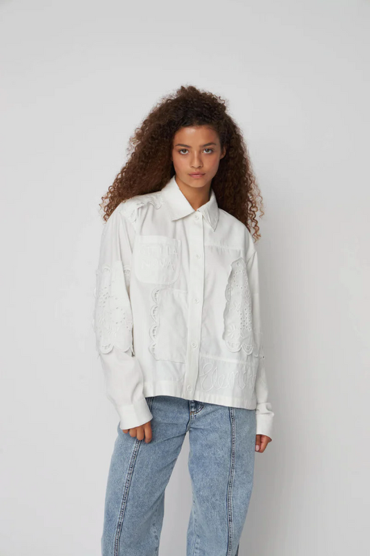 ELEMENTS EMBROIDERED COTTON SHIRT - WHITE