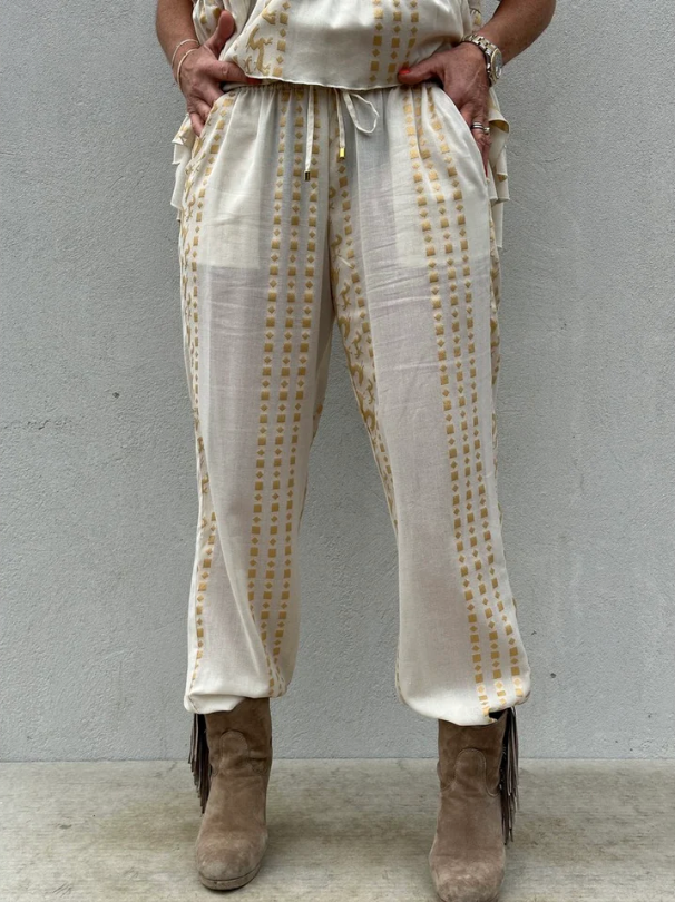 FIJI JACQUARD PANTS - BEIGE