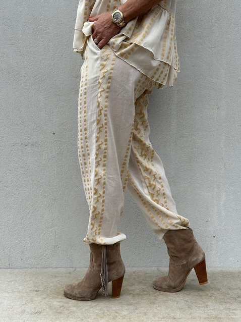 FIJI JACQUARD PANTS - BEIGE