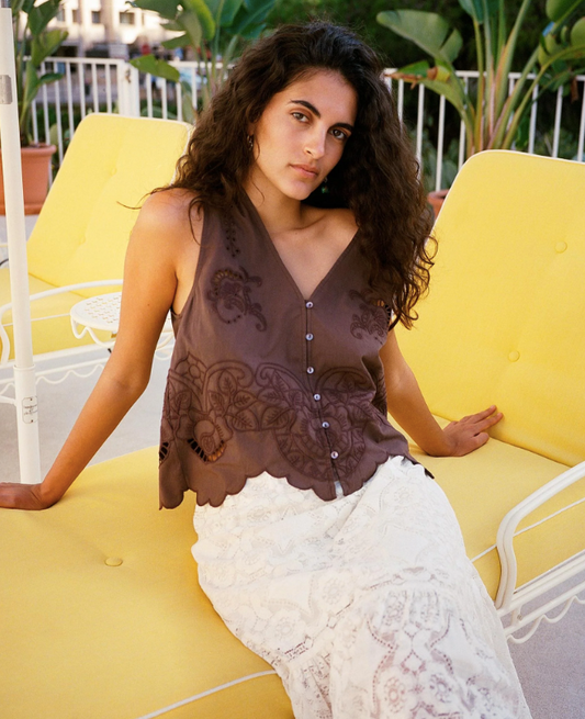 CELESTINE TOP - SOFT BROWN