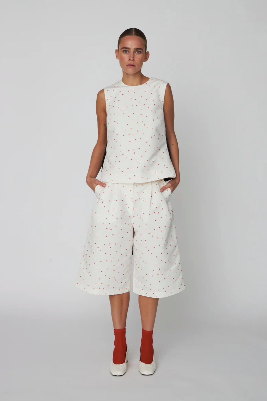 HJERTE PRINTET SLØJFE TOP - HEARTS