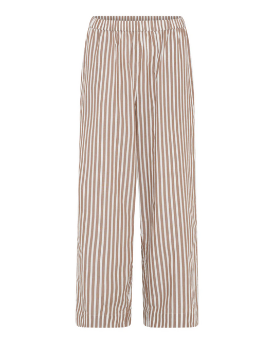 MELBOURNE ANKLE PANTS - COFFEE WIDE STRIPE