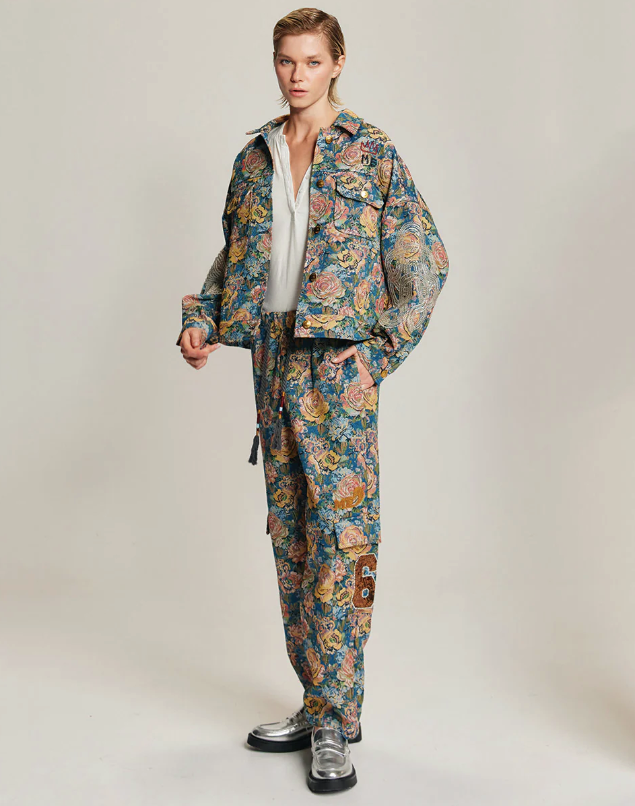 RILEY JACQUARD JOGGERS PANTS - BLUE