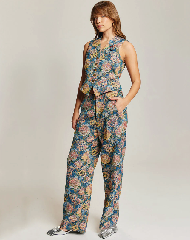 BLAIR ROSE BLUE JACQUARD VEST