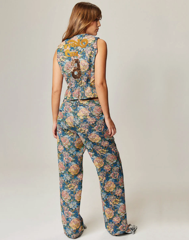 BLAIR ROSE BLUE JACQUARD VEST