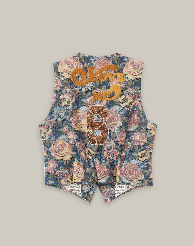 BLAIR ROSE BLUE JACQUARD VEST