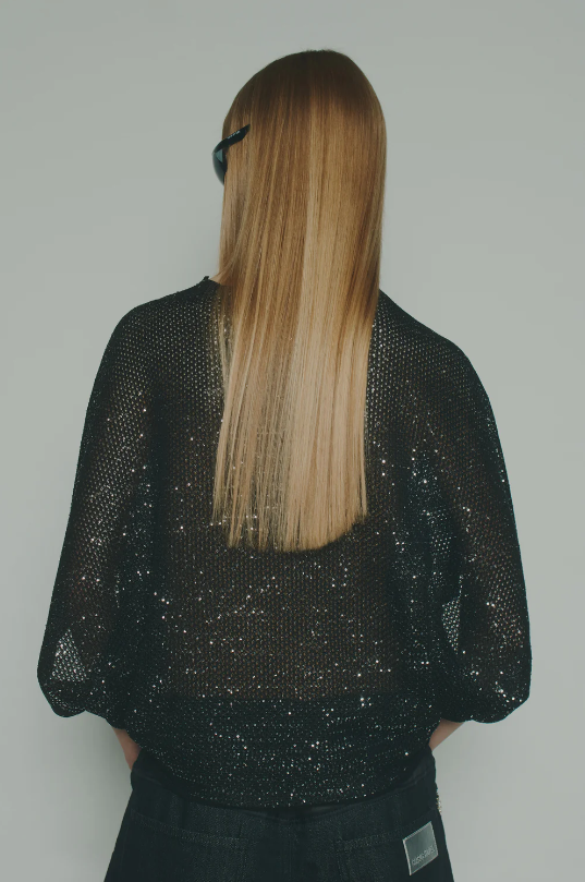 WOVEN SEQUIN KNIT - MAGLIA NERO