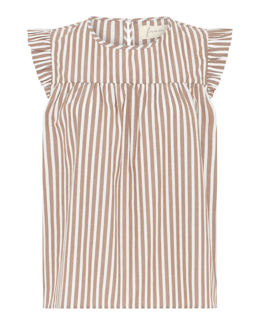 STOCKHOLM TOP - COFFEE WIDE STRIPE