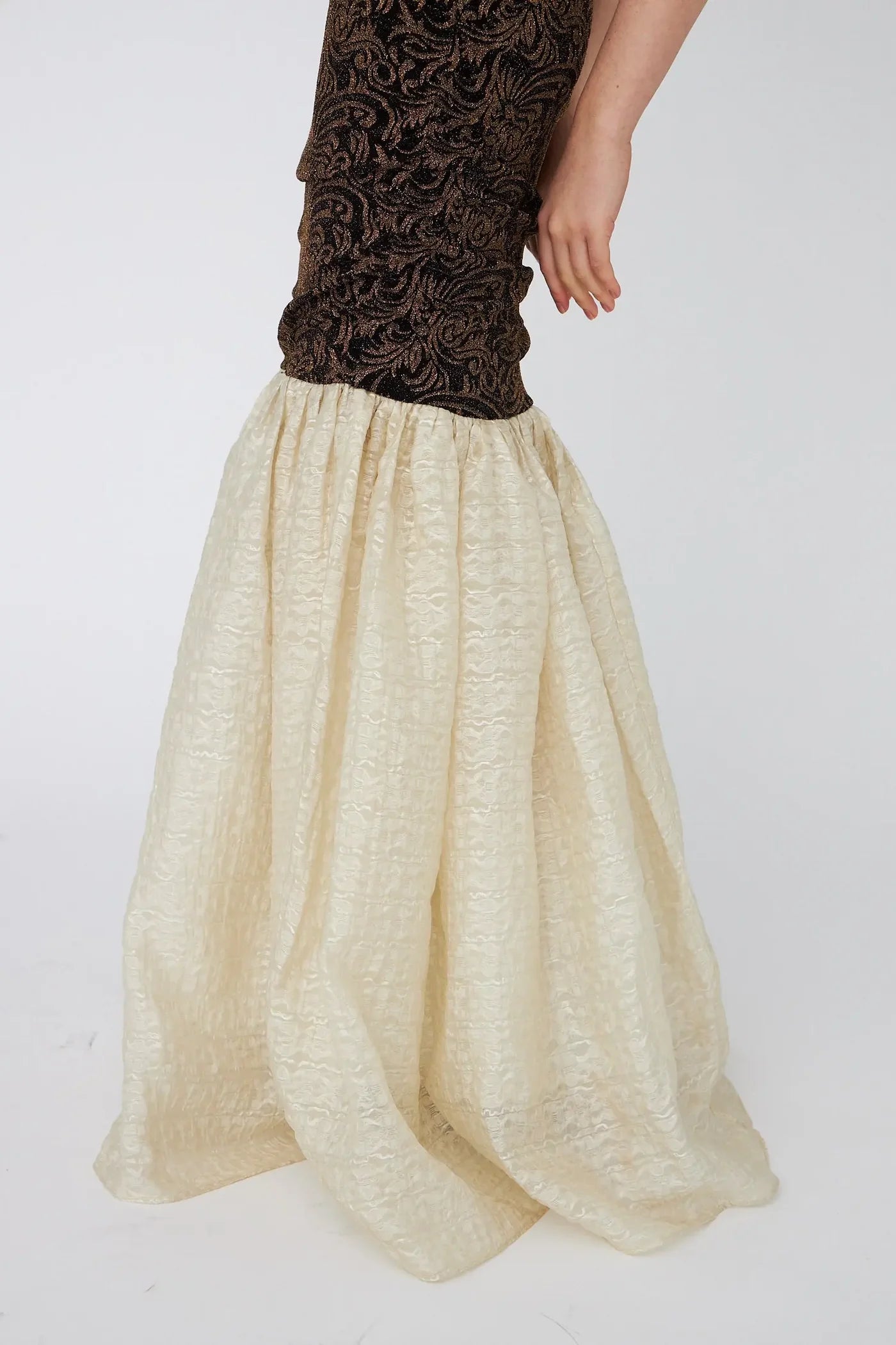 STRAPLESS JERSEY MAXI DRESS- BLACK CREME
