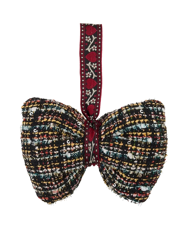 BOUCLE BOW ORANAMENT - BLACK