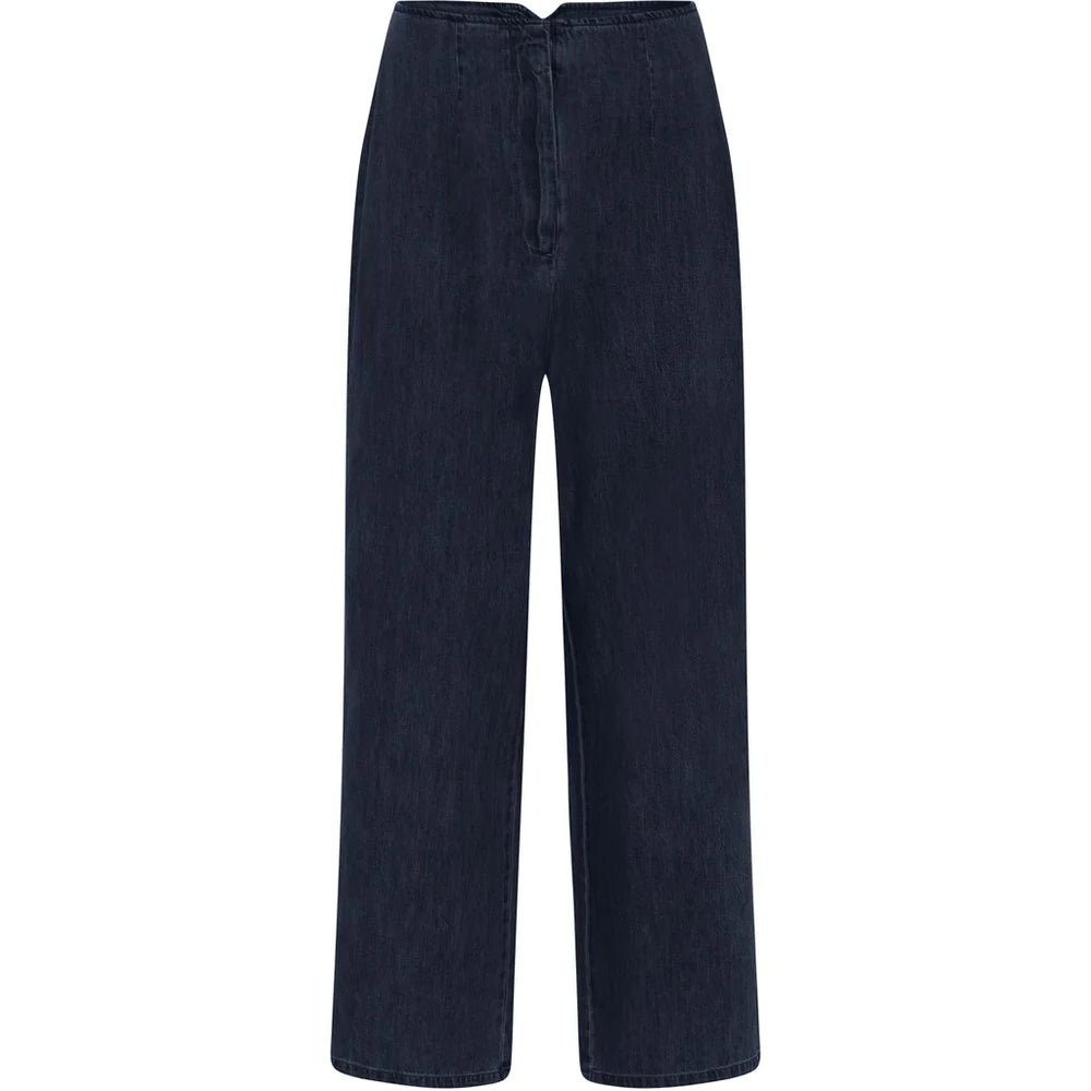 WUXI WIDE ANKLE DENIM PANTS - DARK BLUE