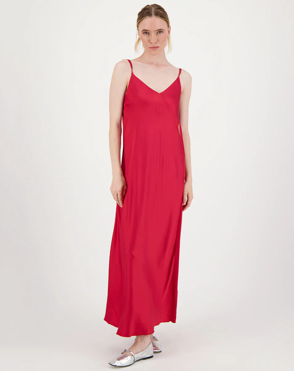 LUISA RED SOLID CAMISOLE KJOLE