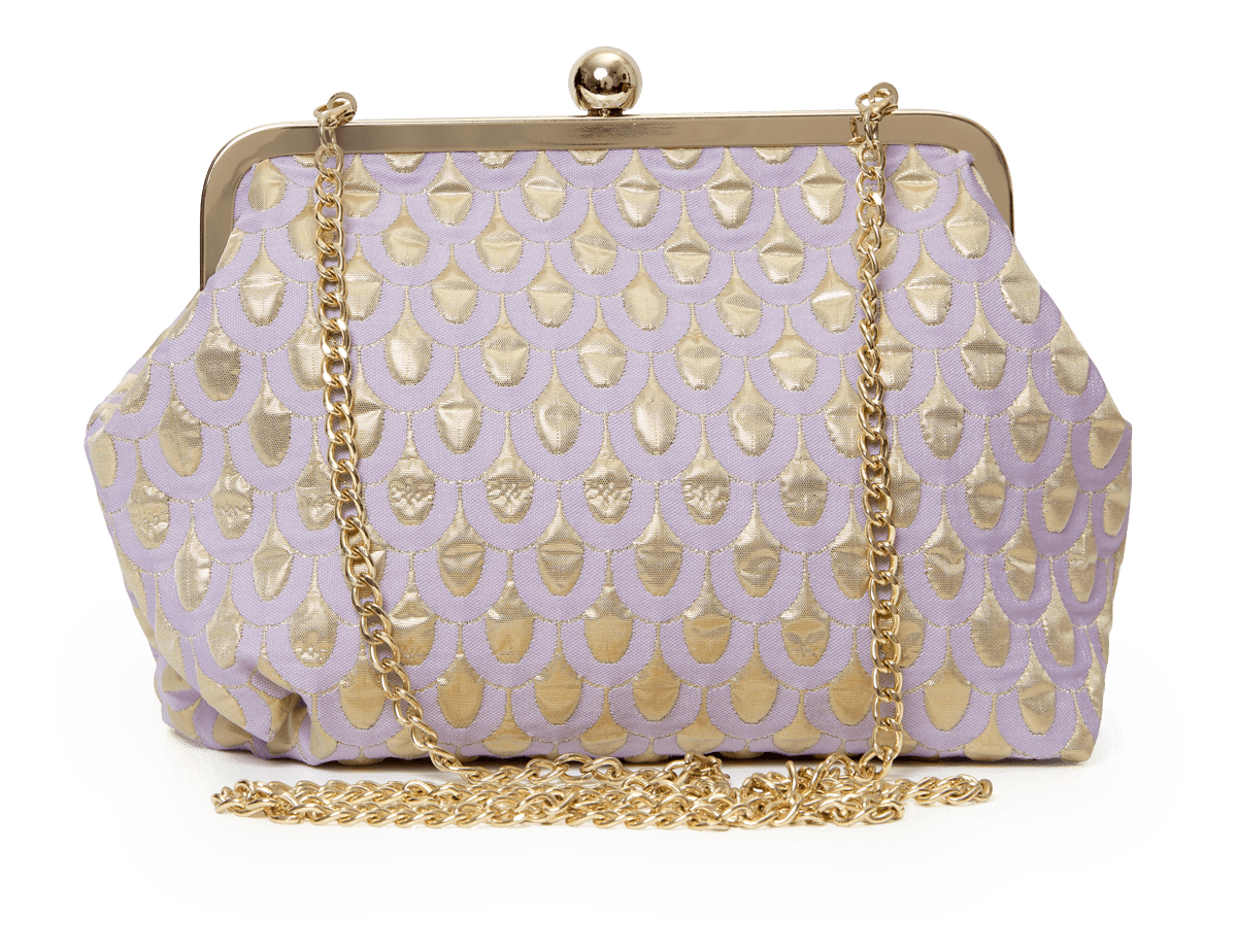 Lyselilla /Guld Taske Clutch
