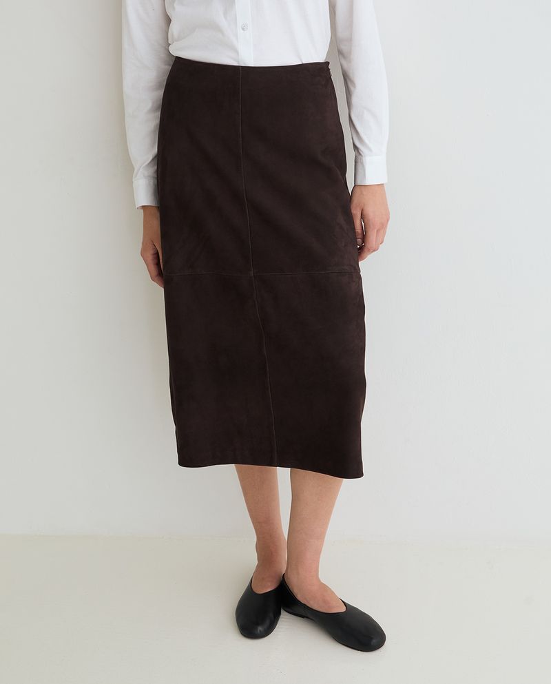 LEATHER SKIRT CHOCOLATE - 45867