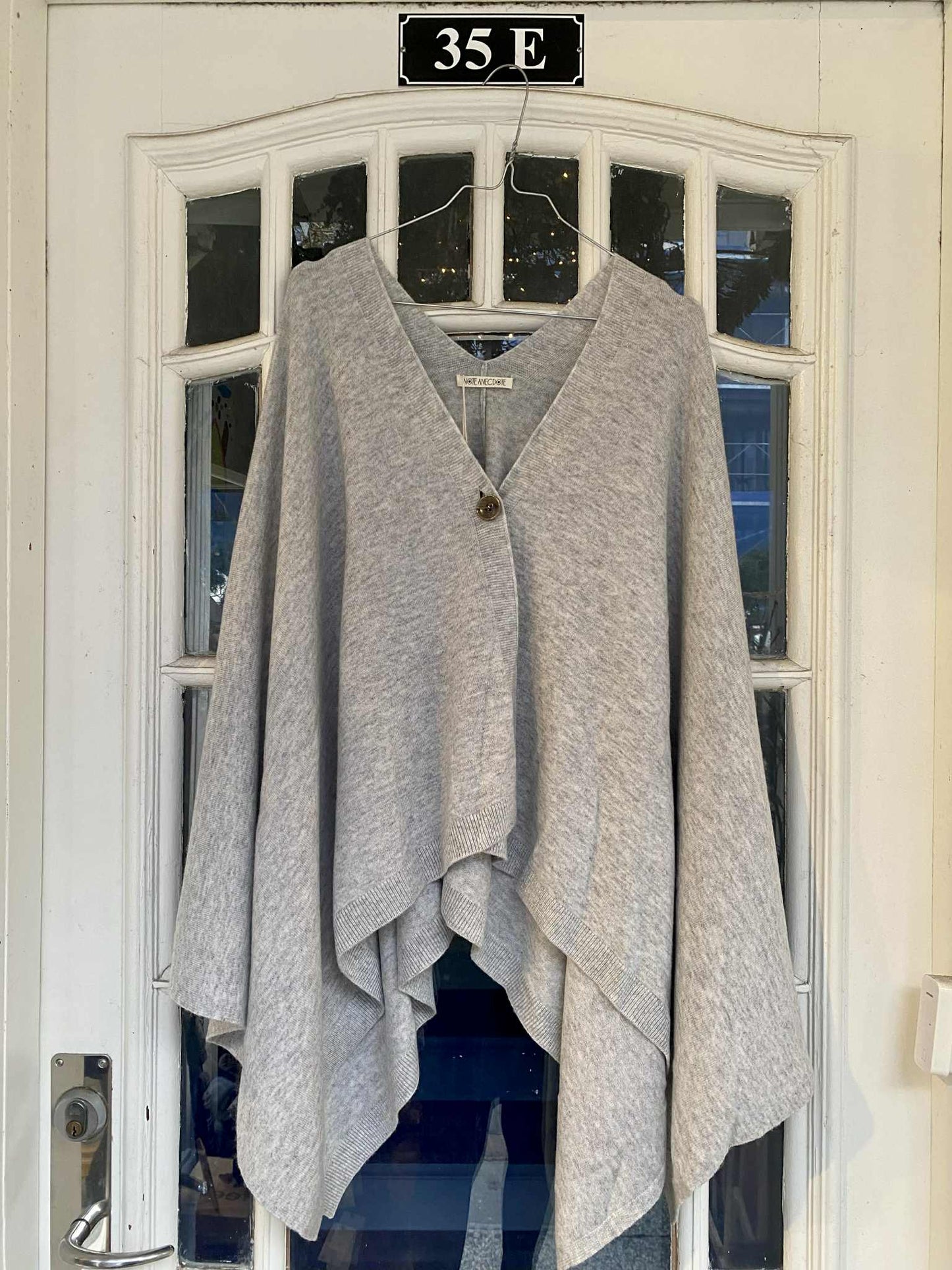 PONCHO WIDE CARDIGAN - LIGHT GREY