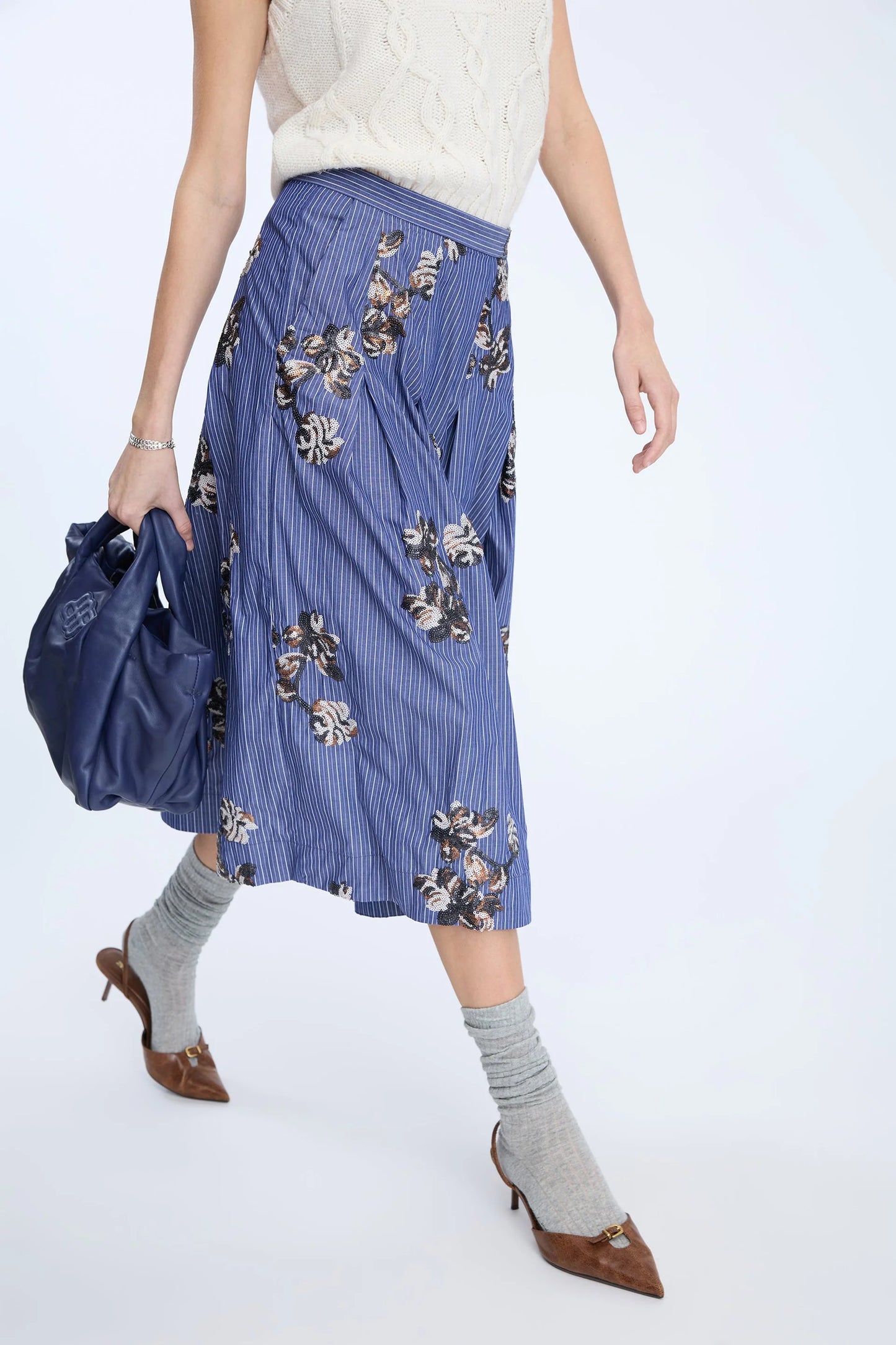 NUKKIA SKIRT - STRIPE NAVY