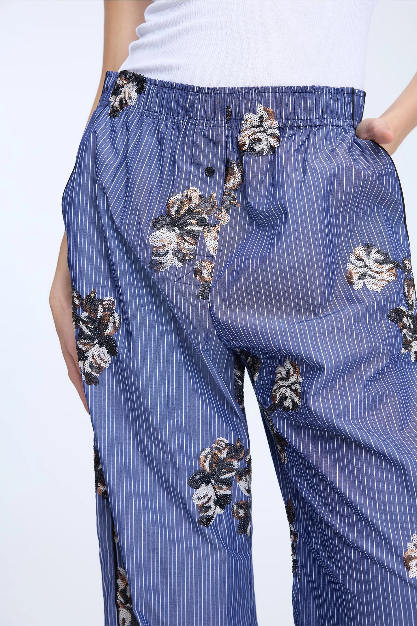 NIKITA PANTS - STRIPE NAVY