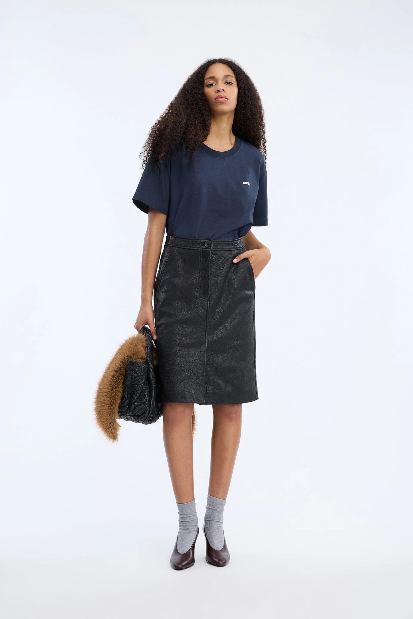 VINIRE LEATHER SKIRT - BLACK